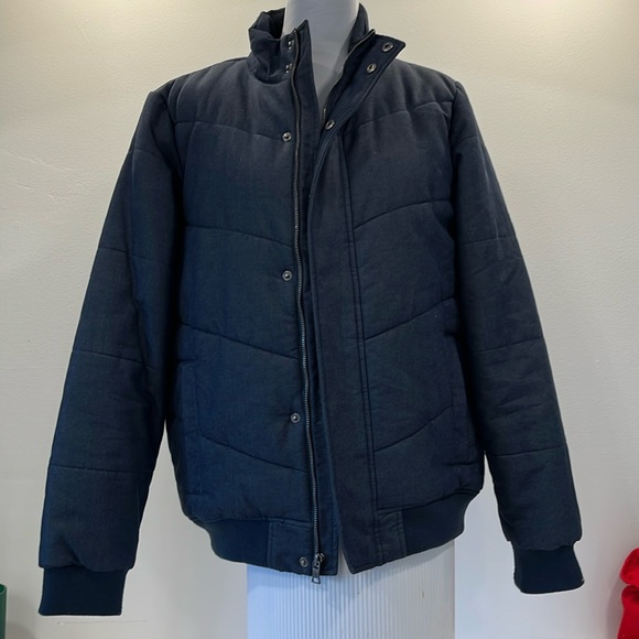 Banana Republic cotton denim-like puffer navy blue inside & outside pocket SZ M